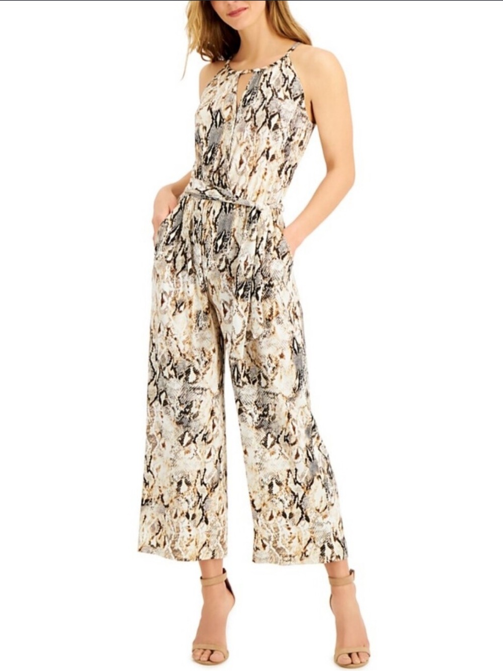 NWT Studio by JPR Med Women's Printed Sleeveless Zebra Jumpsuit Pockets Ret $79!